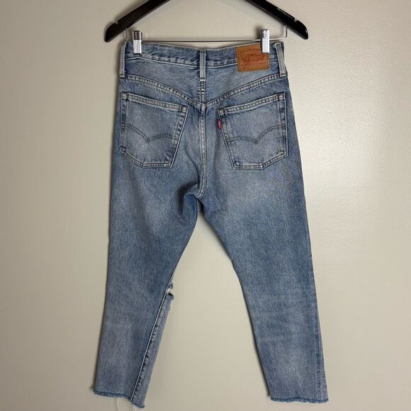 Levi's 501 S White Oak Cone Denim Skinny Jeans with Distressed Details size 26 - Picture 10 of 14